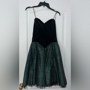 Vintage Corset Style Green Strapless Dress